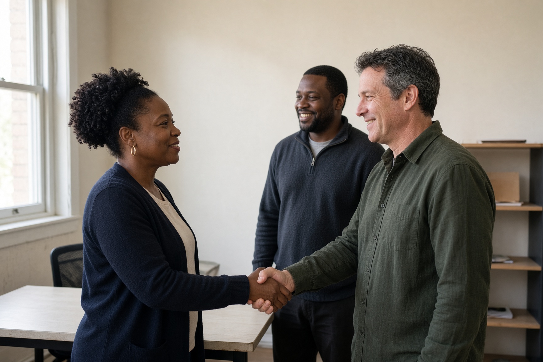 African American and white neighbors becoming partners